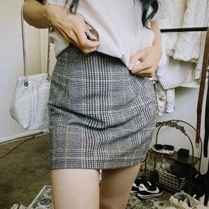 Urban Outfitters Checkered Mini Skirt - Black and Gray